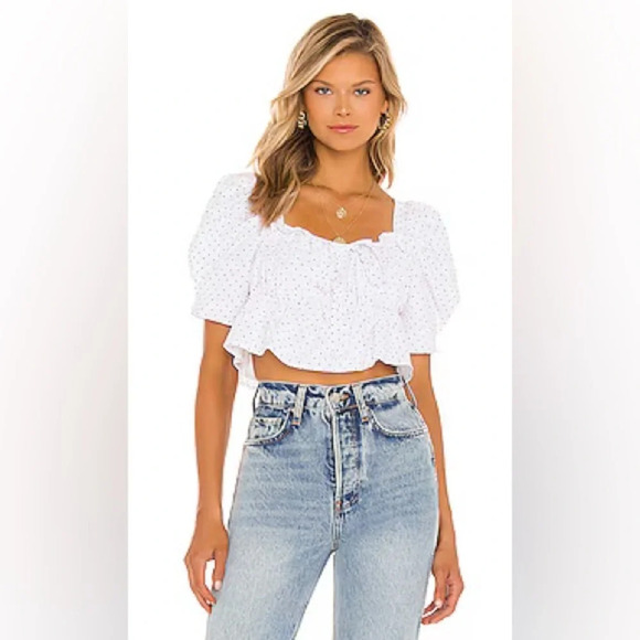 Revolve Majorelle Vivien Floral Blouse Top in White Women’s Large Spring Summer - Picture 2 of 16